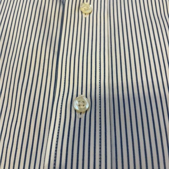 Brooks Brothers Regent Button Down Shirt Non Iron White Blue Stripes Mens 18 - Picture 8 of 10